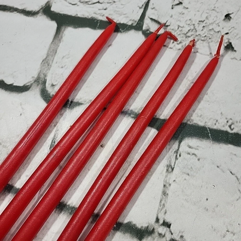 Vintage Hand‎ Dipped Candles Tiny Tapers Red 10